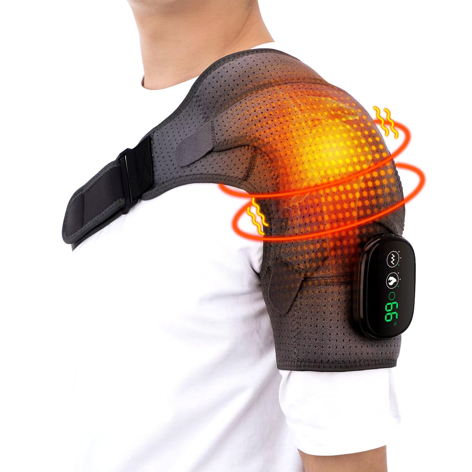 Electric Heating Shoulder Massager Vibration Massage Shoulder Brace Support Belt Elbow Neck Knee Massager Warm Heating Pad