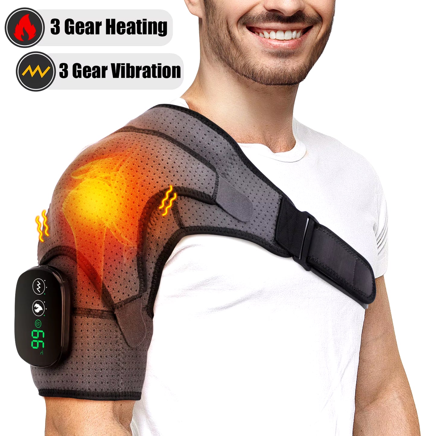 Electric Heating Shoulder Massager Vibration Massage Shoulder Brace Support Belt Elbow Neck Knee Massager Warm Heating Pad