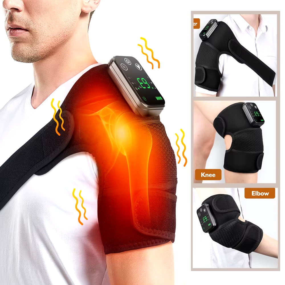Electric Heating Shoulder Massager Vibration Massage Shoulder Brace Support Belt Elbow Neck Knee Massager Warm Heating Pad