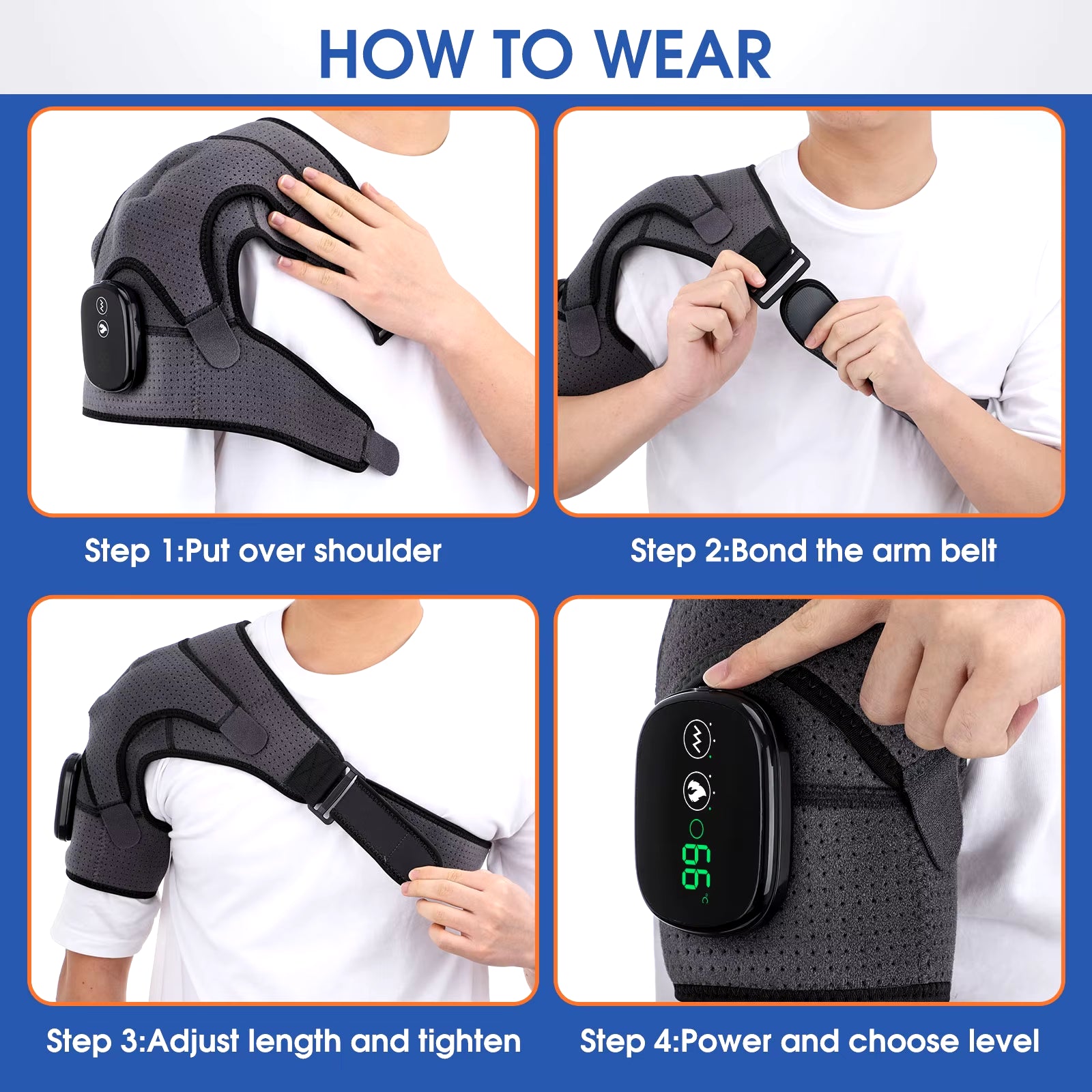 Electric Heating Shoulder Massager Vibration Massage Shoulder Brace Support Belt Elbow Neck Knee Massager Warm Heating Pad